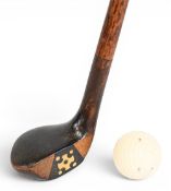 Golf Sunday Walking Stick – wood head handled, lead backweight, fancy face insert, measures 33”