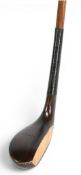 R Forgan late long nose scared neck putter in dark stained persimmon with horn sole strip secured by