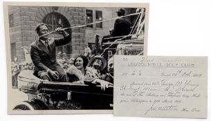 Bobby Jones Press photograph, and a Loudounhill Golf Club 1909 subscription receipt