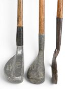 3x Various Golf putters features The New Mills Ray Model patent alloy mallet head putter, an