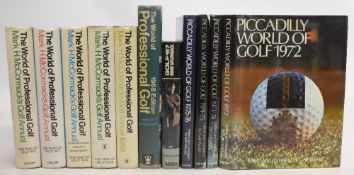 Golfing hardcover books to include The World of Professional Golf by Mark H McCormack 1967-1972 (