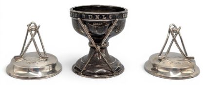 1929 Dunlop Silver Hallmarked Hole in One Golf Ball Cup Holder, Birmingham 1929, plus a pair of