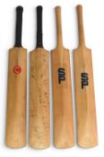 4x signed mini Cricket Bats, signed by Yorkshire, Kent 1978, Australian Touring Team and St Helens