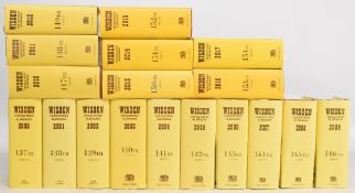 Wisden Cricketers Almanack 2000-2017, a continuous run of the hardback Almanack (18) all in