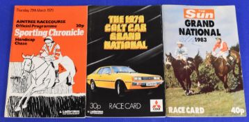 Three Grand National meeting racecards to include two 1979 Ladbrokes racecards (Thursday and