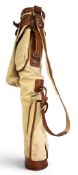Canvas and leather Golf Bag – with leather trim, two zip pockets, handle and shoulder strap –