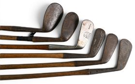 6x Various Golf irons incl Sanstain stainless mashie together with 5x rusty irons a tom Morris mid