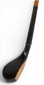 c1875 Robert Forgan of St Andrews long nose dark stained beechwood putter showing a clear maker's