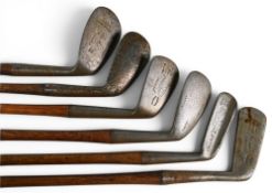 6x Various Golf clubs incl Alex Robertson of Royal County Down GC mashie niblick, round headed
