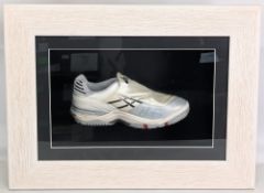 Tennis framed Asics Tennis shoe signed by Czech Tennis superstar and 9-time Wimbledon Champion