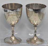 Pair 1911Cambridge Amateur Regatta Mixed Doubles Sculls Winners Chalice, silver plated award to J