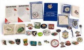 A collection of Welsh and English Bowling Sports Club Badges and Pins - Primrose club travel badges,