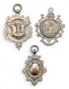 1900, 1907, 1925 3x Silver Golf Award Fob Medals, a hallmarked Birmingham fob with no engraving