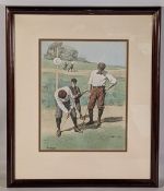 A B Frost Golf Print, a modern print well framed and mounted under glass, size #45cm x 55cm