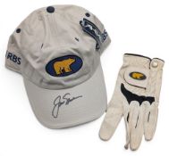 Jack Nicklaus RBS signed Baseball Cap, and a worn golf glove