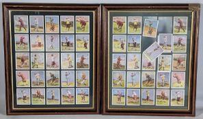 Framed Cigarette Cards Will’s Famous Golfers, a 1987 reissued card large format set, framed under