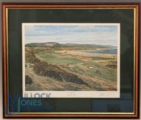 Graeme Baxer Golf Print of Royal Dornock, signed by the artist in pencil to margin, mounted and