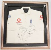 Framed 2004 England Lords Test Ashley Giles Cricket Shirt - multi signed by the England team, the