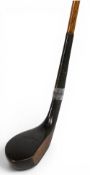 C Brand late scared neck wide body wooden dark stained persimmon head putter stamped with the