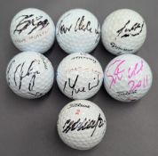 7x Named Golf Balls signed by C Montgomery, Jeeu Mika Sigh, Louis Oosthuizen, Steve Webster, Scott