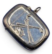 924 Silver Golf themed Vesta Case, embossed with golf clubs both sides 6cm 27g