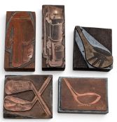 5x Period Golf Club Bags Printing Blocks, copper engraved block of leather golf bags, Halley DN2