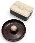 2x Period Golf Collectables, Bakelite Ashtray and Cigarette Storage Box, the ashtray with a golf