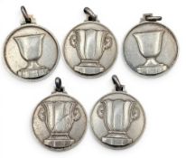 1925-1938 Belgium BPGA Chamionant des Professeurs Golf Fob Medals, white metal medals 3 dated 1925