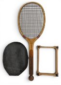 Fine and rare Geo G Bussey London Ball Tail Wooden Tennis Racket c1920s – stamped “Tournament 3”
