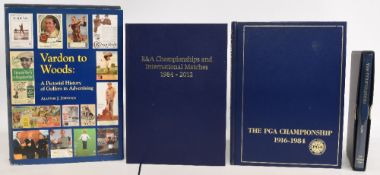 Golf Books to include Vardon to Woods: A Pictorial History of Golfers in Advertising in slipcase