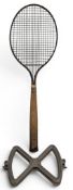 Unusual Hobbies Patent metal framed Tennis Racket, wire strings - in aluminium AG tennis press