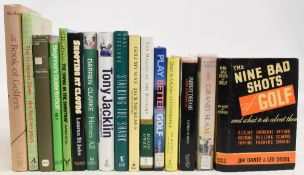 Golf Books to include The Nine Bad Shots of Golf 1968 Jim Dante and Leo Diegel, Shooting at Clouds