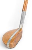 Turners Patent wood and alloy mallet head putter with thin rams horn sole insert, fitted with a full