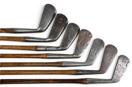 7x Various L model Golf irons incl J Randall of Sundridge Park, Simpson Carnoustie smf mid iron,