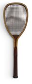 Fine “The Brighton” Flat Top Wooden Lawn Tennis Racket, having unusual chamfered handle grip -
