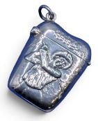 924 Silver Golf themed Vesta Case, embossed with golf clubs both sides 3.5cm 16.5g