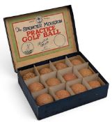 Boxed set of a dozen Spencer Moulton practice golf balls c1925, soft rubber mesh balls, in unused