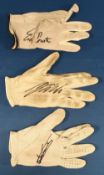 3x Golf used gloves hand signed by Erik Compton, Matteo Manassero and Stewart Cink
