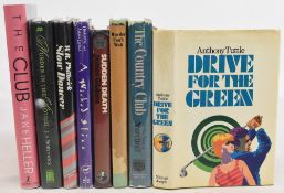 Golf themed mystery novels to include Drive for the Green 1970 Anthony Tuttle, The Country Club 1969