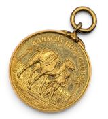 1917 Karachi Golf Club Yellow Metal Winners Fob Medal - the reverse engraved 