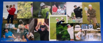 12x Large signed colour Golf Photographs, a good selection to include named players - Rory