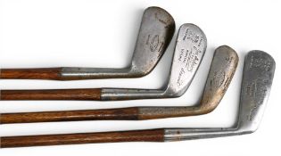 4x Joe Anderson of Perth stamped Golf clubs incl deep head mashie by Tom Stewart, L mashie and