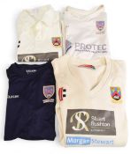 Alderley Edge Cricket Club player issued clothing to include a white shirt size M, a white