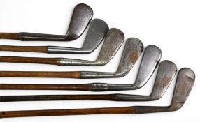 Selection of long and mid iron Golf clubs (7) incl Forgan St Andres POWF smf mid iron, Winton