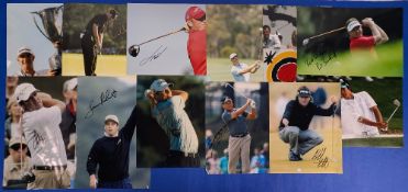 12x Large signed colour Golf Photographs, a good selection to include named players - Nick Watney,