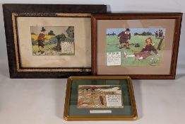 3x Charles Crombie - The Rules of Golf Prints, a good early print rule XIV and a more modern rule