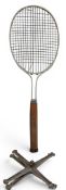 A Birmingham Aluminium Casting Co Birmal Ace Tennis Racket, size 13 1/2, with wire stringing, patent