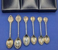 6x Various Period Silver Hallmarked Golf Club Spoons - all with golfer motif to include three spoons