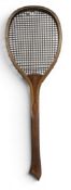 Scarce 'Hoof Foot' Lawn Tennis Racket the Triumph marked to convex throat, unknown maker with