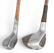 2x Alloy Woods incl a Mills MSD1 model with repaired hosel shaft bowed fitted with full length